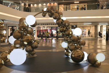 27 Kasım 2021. Hong Kong 'daki Times Square Mall' da Noel süslemesi.