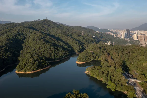 Νοε 2021 Kowloon Reservoir Dam Αεροφωτογραφία Kam Shan Country Park — Φωτογραφία Αρχείου