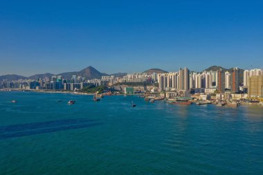 1 Aralık 2021 Yau Tong, Hong Kong şehrinin en iyi manzarası