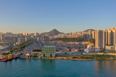 1 Aralık 2021 Yau Tong, Hong Kong şehrinin en iyi manzarası