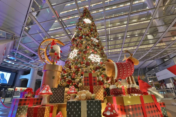 Dec 2021 Árvore Natal Decoração Luzes Cidade Central Hong Kong — Fotografia de Stock
