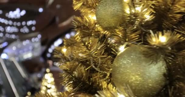 Natal Ouro Ornamentos Ouro Natal Árvore Natal — Vídeo de Stock