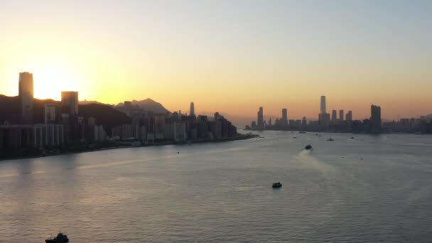 Grudnia 2021 Victoria Harbour Zachodzie Słońca Hong Kong Chiny — Wideo stockowe