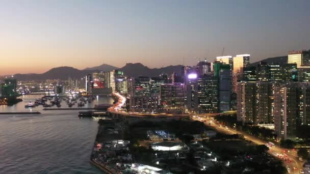 Dec 2021 Victoria Harbour Sunset Hong Kong China — стокове відео