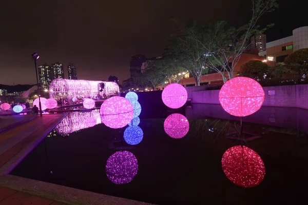 Dez 2021 Sha Tin Iluminação Festiva Noite — Fotografia de Stock