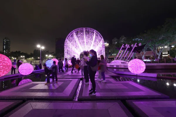 Dez 2021 Sha Tin Iluminação Festiva Noite — Fotografia de Stock