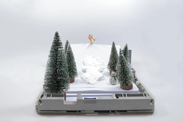 Mini Figure Ski Jumper Competes — Foto Stock
