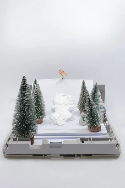 Mini Figure Ski Jumper Competes — Foto Stock