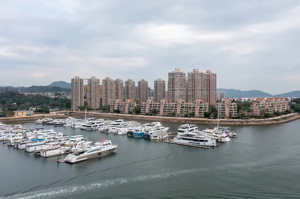 Dec 2021 Yachts Moored Sea Hong Kong Gold Coast Residences — Foto Stock
