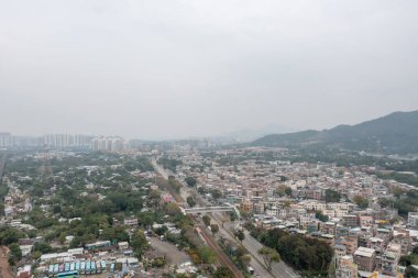 25 Aralık 2021. Hong Kong 'daki Nai Wai köyünün havadan görüntüsü.