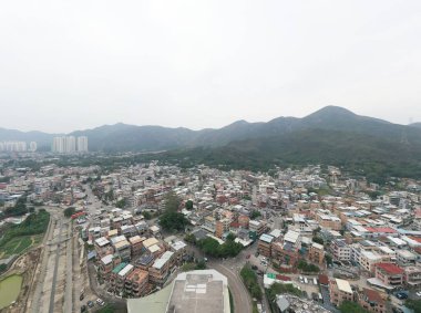 25 Aralık 2021. Hong Kong 'daki Tsing Chuen Wai köyünün hava görüntüsü. 