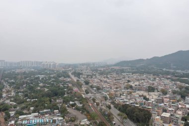 25 Aralık 2021. Hong Kong 'daki Nai Wai köyünün havadan görüntüsü.