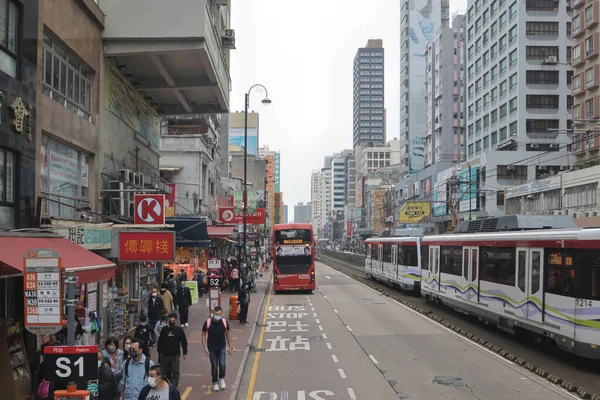 25 Aralık 2021 Castle Peak Yolu Yuen Long Town 'un ana yoludur..