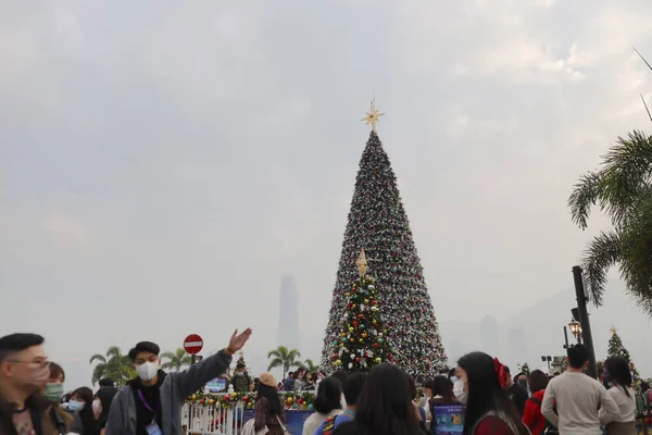 Декабря 2021 Гонконг Зимний Рождественский Город Западная Часть Города — стоковое фото
