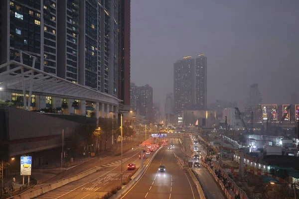 นวาคม 2021 มมองกลางค นของถนนออสต West Kowloon — ภาพถ่ายสต็อก