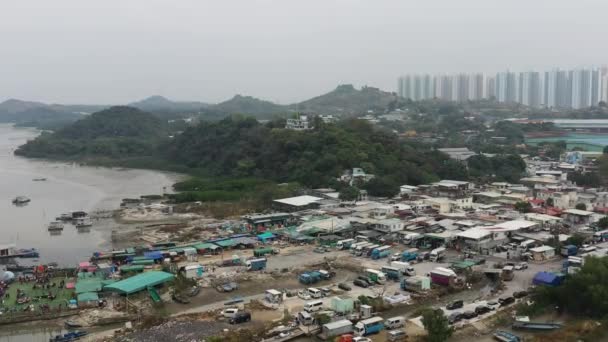 Dec 2021 Yuen Long Lau Fau Shan Shoreline Hong Kong — Video Stock