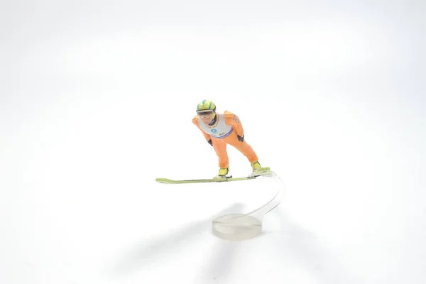 Mini Figure Ski Jumper Competes — Fotografia de Stock