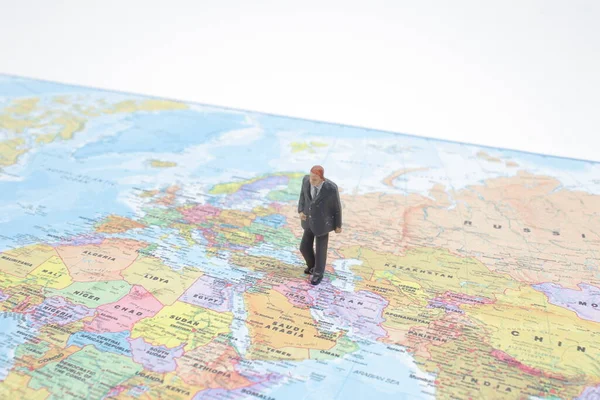 Mini Business People Map Macro Photo — Foto Stock