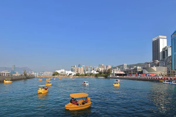 Dec 2021 Pedal Boat Island North Promenade Wan Chai — стоковое фото