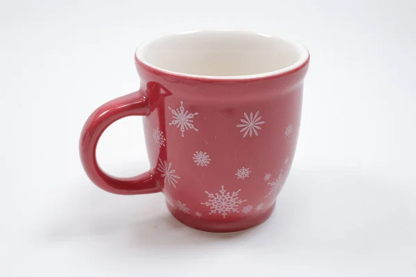 Christmas Red Mug Isolated White Background — стоковое фото