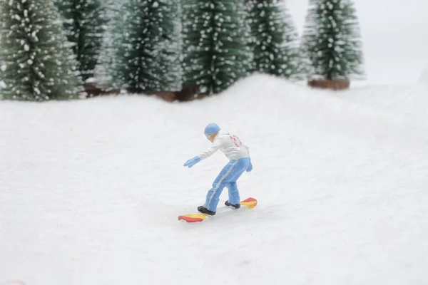 Mini Snowboarding Sportsman Snow Action Motion — Fotografia de Stock