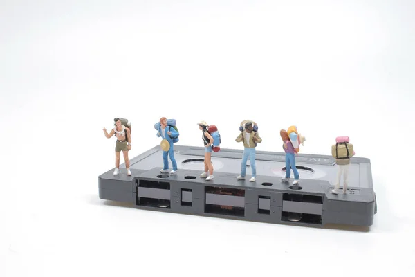 Mini People Backpacker Walking Compact Cassette — Foto Stock