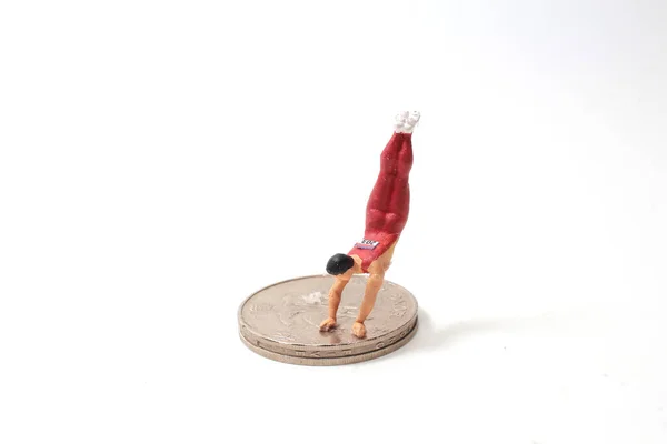 Mini Fun Figure Man Gymnasts Coins — Stok fotoğraf