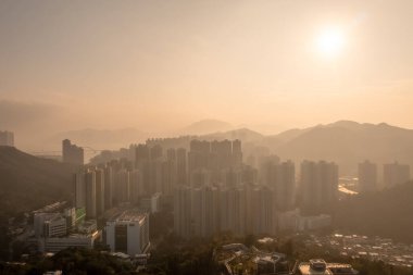 16 Ocak 2022 Hang Hau, Hong Kong manzarası. 