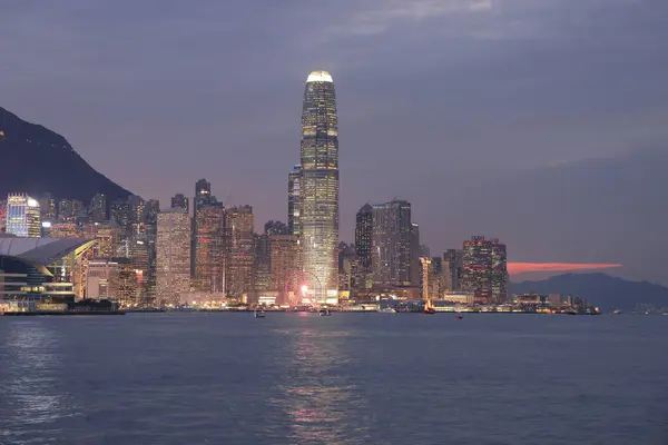 Kasım 2021 Hong Kong Çin Viktorya Limanı Silueti — Stok fotoğraf