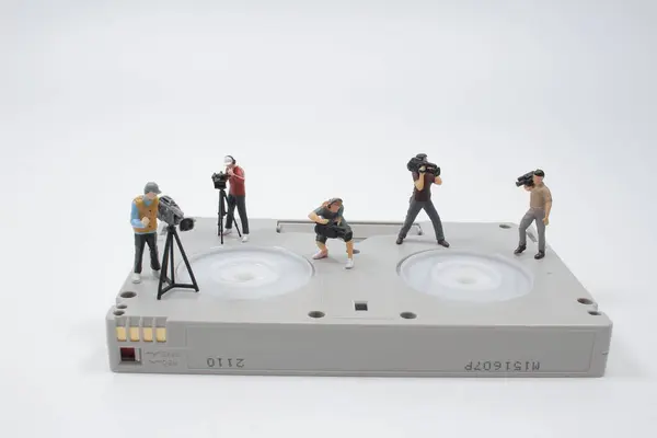 Mini Figurine Avec Studio Média Sur Cassette — Photo