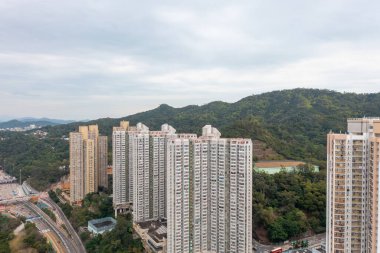 Kwun Tong Hong Kong 'daki 23 Ocak 2022 konut binası.