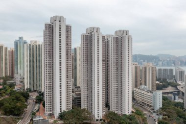 Kwun Tong Hong Kong 'daki 23 Ocak 2022 konut binası.