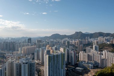 30 Ocak 2022 Kowloon, Hong Kong 'daki yerleşim bölgesi.