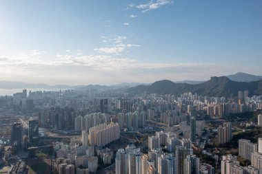 30 Ocak 2022 Kowloon, Hong Kong 'daki yerleşim bölgesi.