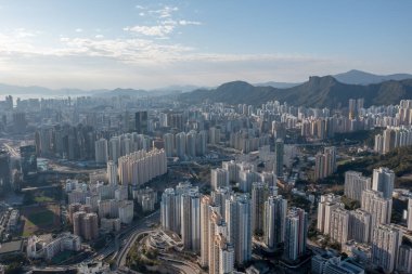 30 Ocak 2022 Kowloon, Hong Kong 'daki yerleşim bölgesi.