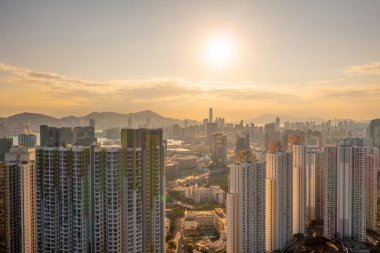 30 Ocak 2022 Kowloon, Hong Kong 'daki yerleşim bölgesi.