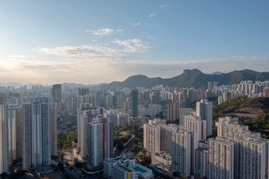 30 Ocak 2022 Kowloon, Hong Kong 'daki yerleşim bölgesi.