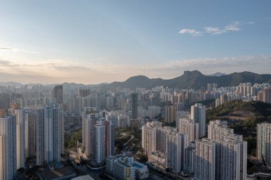 30 Ocak 2022 Kowloon, Hong Kong 'daki yerleşim bölgesi.