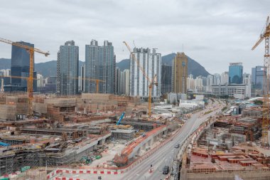 5 Şubat 2022 Doğu Kowloon, Hong Kong 'daki Kai Tak Havaalanı' nın gelişim görüntüsü