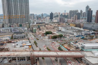 5 Şubat 2022 Doğu Kowloon, Hong Kong 'daki Kai Tak Havaalanı' nın gelişim görüntüsü