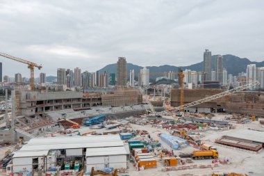 5 Şubat 2022 Doğu Kowloon, Hong Kong 'daki Kai Tak Havaalanı' nın gelişim görüntüsü