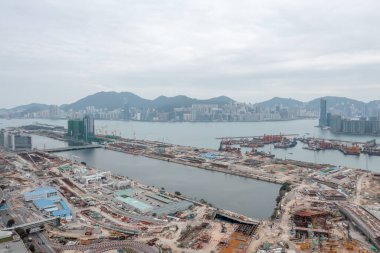 5 Şubat 2022 Doğu Kowloon, Hong Kong 'daki Kai Tak Havaalanı' nın gelişim görüntüsü