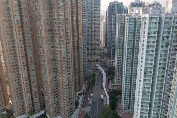 2022 Március Épület Zsúfolt Lakóépület Hongkong Belvárosában — Stock Fotó