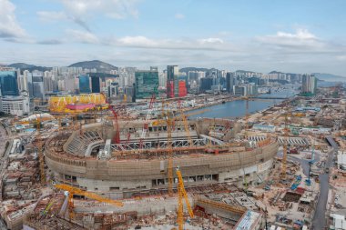 12 Mart 2022 Stadyumu yapım aşamasında, Kai Tak Spor Parkı