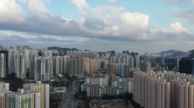 12 Mart 2022 Kowloon Körfezi Havadan Hong Kong manzaralı