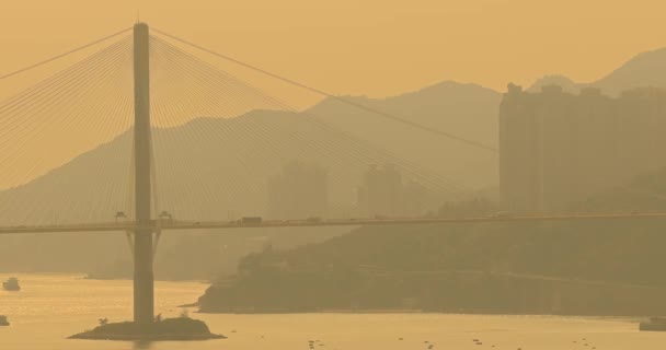 Mart 2022 Ting Kau Köprüsü Karayolu Hong Kong — Stok video