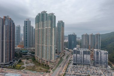 16 Mart 2022 Tseung Kwan O New Town, Hong Kong 'da büyük bir yerleşim bölgesi.