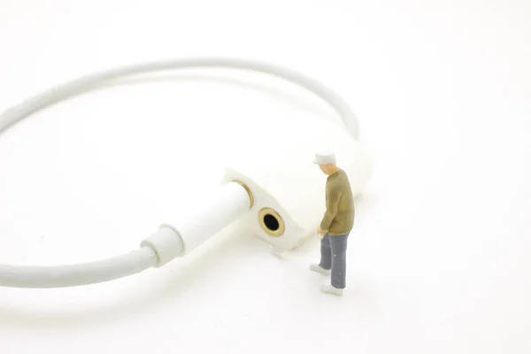 Mini Trabajador Conecte Cable —  Fotos de Stock