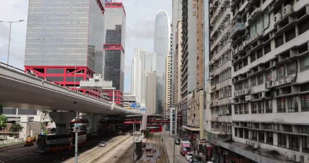 Aug 2021 Historic Hong Kong Tram Central District — Stock Video