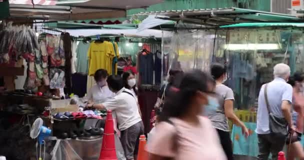 Aug 2021 Streets Cape Wan Chai Market — Stock Video